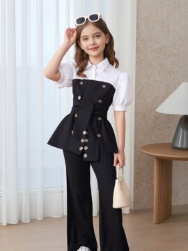 Ensemble Uniforme Scolaire Fille – Chemise et Pantalon